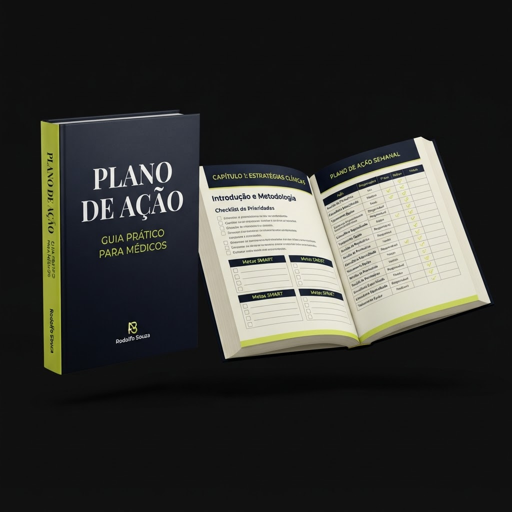 Mockup do playbook impresso Plano de Ação com páginas de checklist
